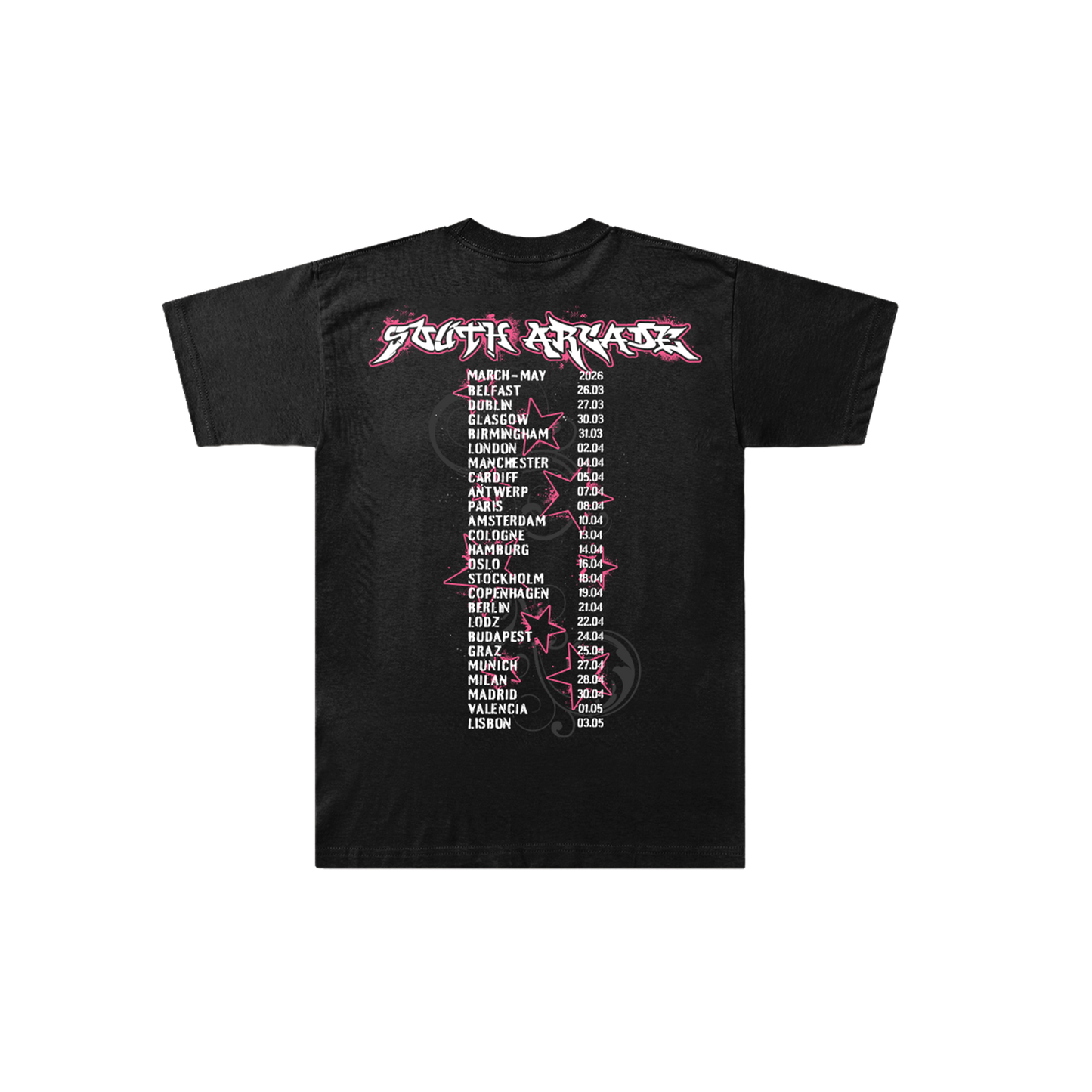 Skull Logo UK EU 5SOS Support Tour T-shirt Black
